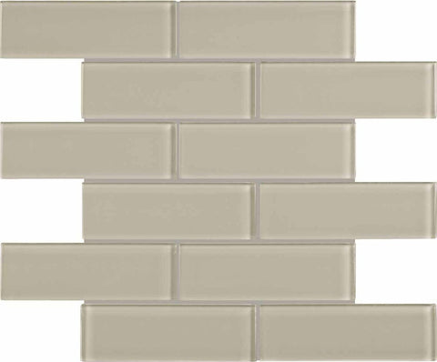 2 X 6 In Brick Element Earth Dark Colors Glass Mosaic