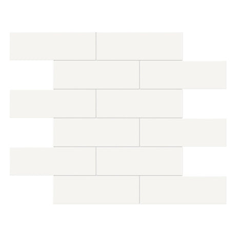 2 X 6 In Brick Soho Canvas White Glossy Glazed Porcelain Mosaic - BUILDMYPLACE