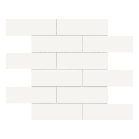 2 X 6 In Brick Soho Canvas White Glossy Glazed Porcelain Mosaic