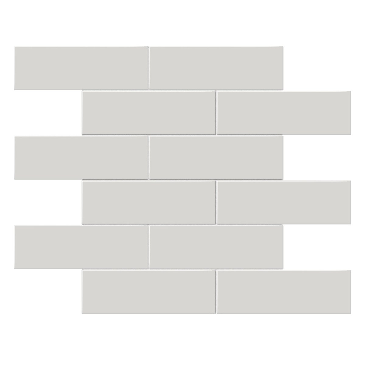2 X 6 In Brick Soho Halo Grey Glossy Glazed Porcelain Mosaic - BUILDMYPLACE
