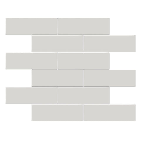 2 X 6 In Brick Soho Halo Grey Glossy Glazed Porcelain Mosaic