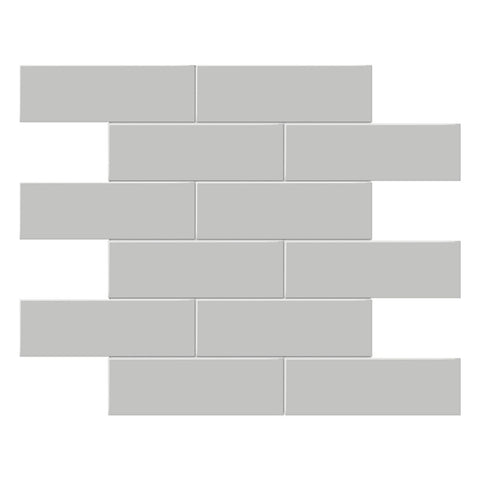 2 X 6 In Brick Soho Loft Grey Glossy Glazed Porcelain Mosaic- 9.47 sf per case