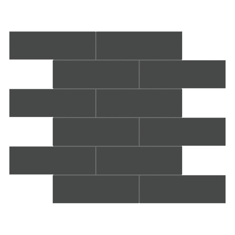 2 X 6 In Brick Soho Retro Black Matte Glazed Porcelain Mosaic