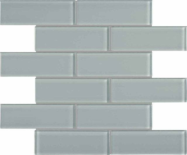 2 x 6 in Element Shadow Brick Glossy Glass Mosaic - BUILDMYPLACE