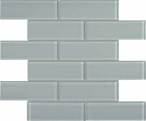 2 x 6 in Element Shadow Brick Glossy Glass Mosaic