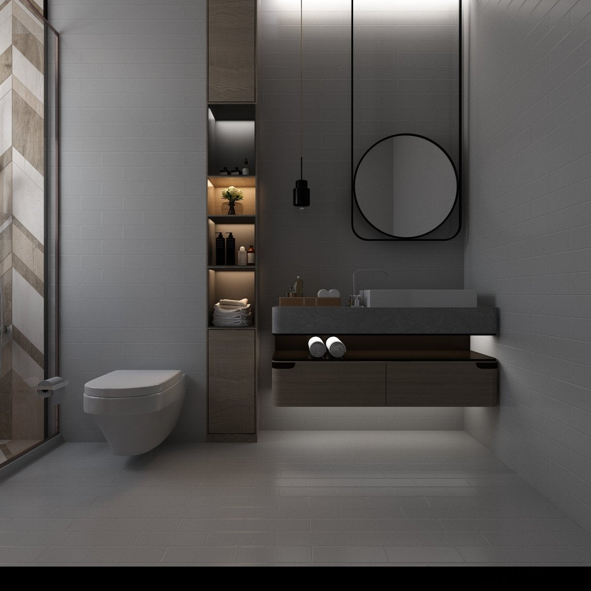 2 x 6 in. Soho Loft Grey Matte Glazed Porcelain Wall Brick Mosaic - BUILDMYPLACE