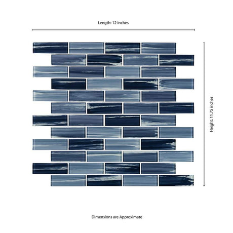 2" X 6" Oceania Azul Blue Glass Subway Brick Mosaic Wall Tile (9.8SQ FT/CTN) - BUILDMYPLACE
