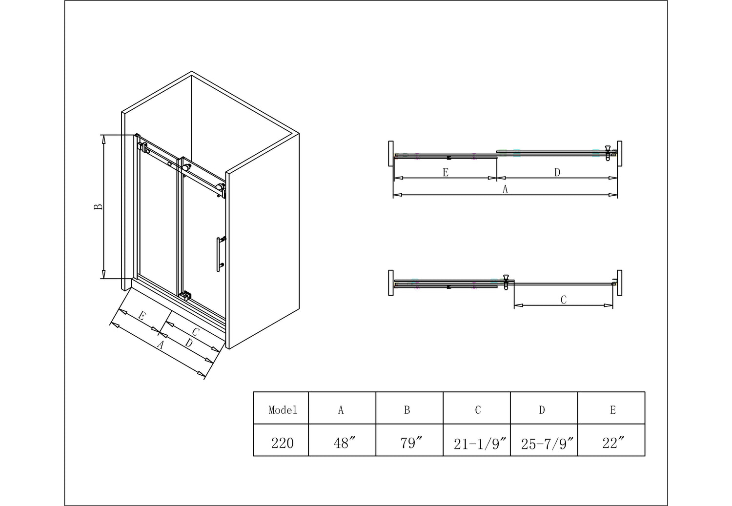 Shower Door - 48" x 80" Bright Chrome