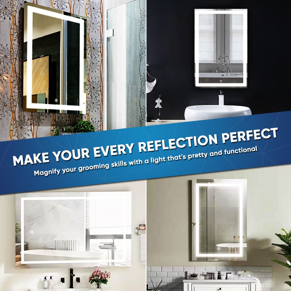 24 in. X 36 in. LED Lighted Bathroom Vanity Mirror, Adjustable Color Temperature & Remembrance, Touch Button, CRI 90+, Anti - Fog, Inner Window Style - LEDMyPlace