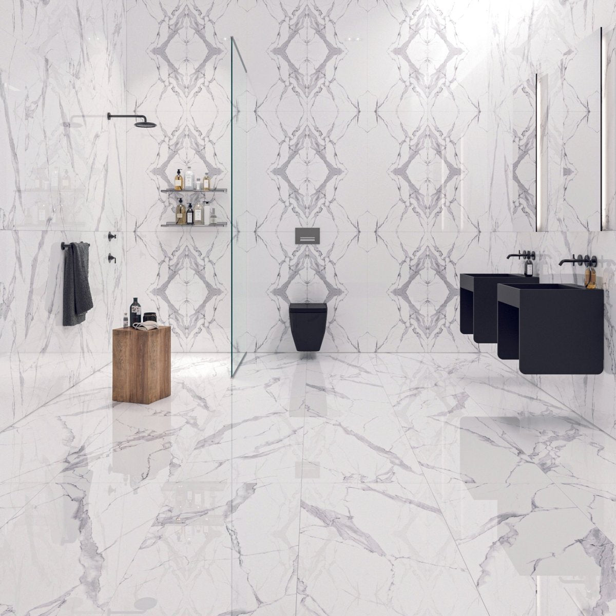 24" x 48" New Calacatta Bookmatch White Polished Wall & Floor Tile - BUILDMYPLACE