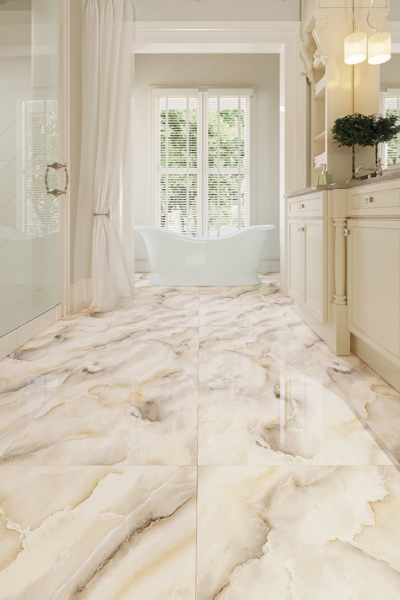 24" x 48" Onyx Smoke Black Full Lappato Porcelain Wall & Floor Tile - BUILDMYPLACE