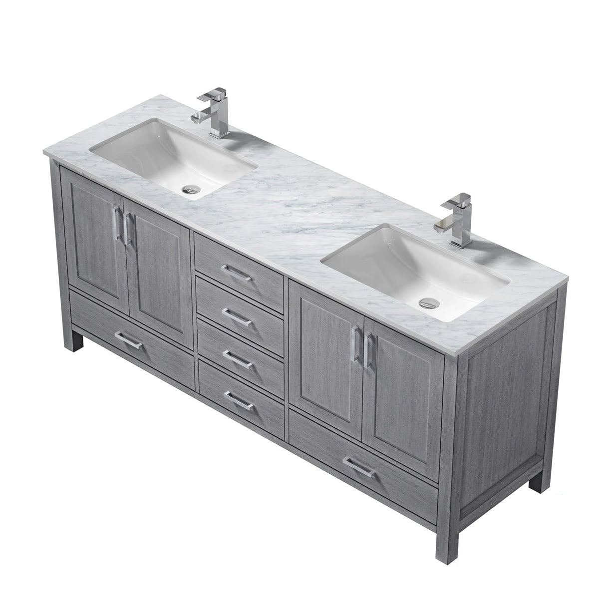 Jacques 84 in. Bathroom Freestanding Bathroom Vanity With Undermount Ceramic Sink, White Carrara Marble