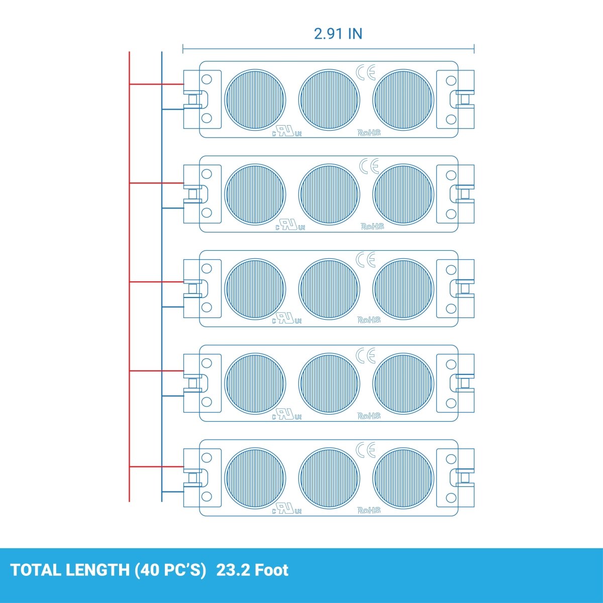 2.5W LED Module Lights For Advertising Sign Letters - 45 - Pack - 3 LEDs/Mod - 7000K - UL Listed - BUILDMYPLACE