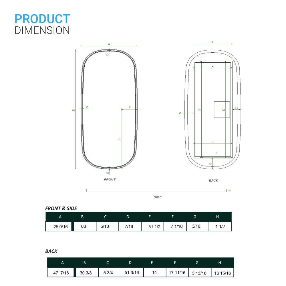 26 in. X 63 in. LED Lighted Bathroom Vanity Mirror with Rose Gold Frame, CRI 90+, Anti - Fog Adjustable Color Temperature & Remembrance, Lighted Makeup Mirrors, Realx Style - BUILDMYPLACE
