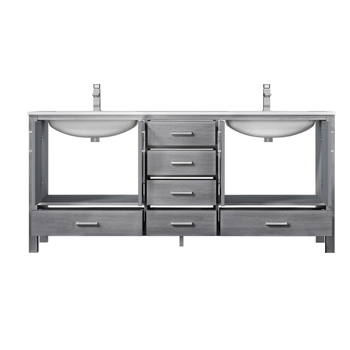 Jacques 84 in. Bathroom Freestanding Bathroom Vanity With Undermount Ceramic Sink, White Carrara Marble