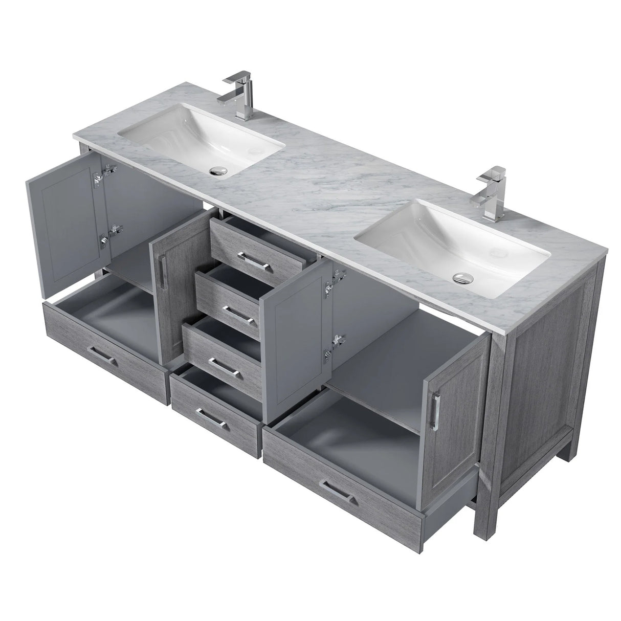 Jacques 84 in. Bathroom Freestanding Bathroom Vanity With Undermount Ceramic Sink, White Carrara Marble