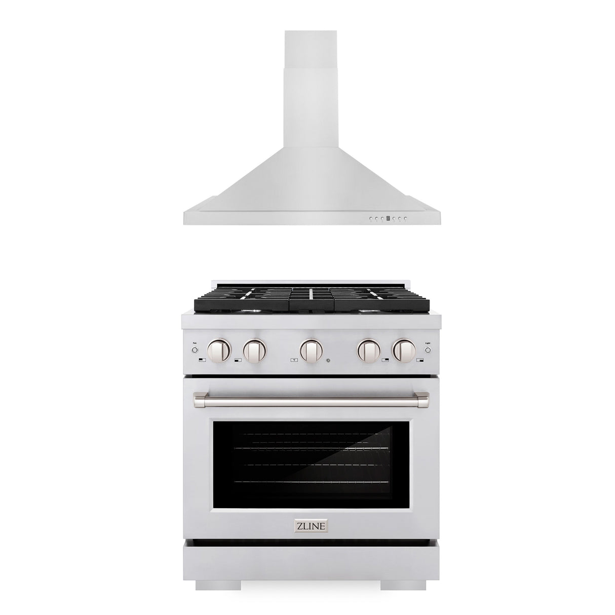 ZLINE 30" Kitchen Package with Stainless Steel Gas Range and Convertible Vent Range Hood (2KP-SGRRH30)