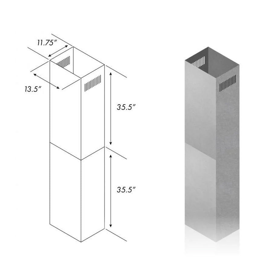 ZLINE 71 in. Extended Chimney (2PCEXT-681i-30/36)