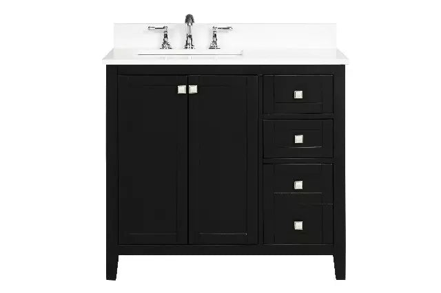 Coltrane 37 Inch Espresso (Version 2 Vanity Combo, Size is 37"W x 22"D x 34.5"H, Carrara White Marble Top)
