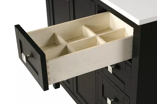 Coltrane 37 Inch Espresso (Version 2 Vanity Combo, Size is 37"W x 22"D x 34.5"H, Carrara White Marble Top)