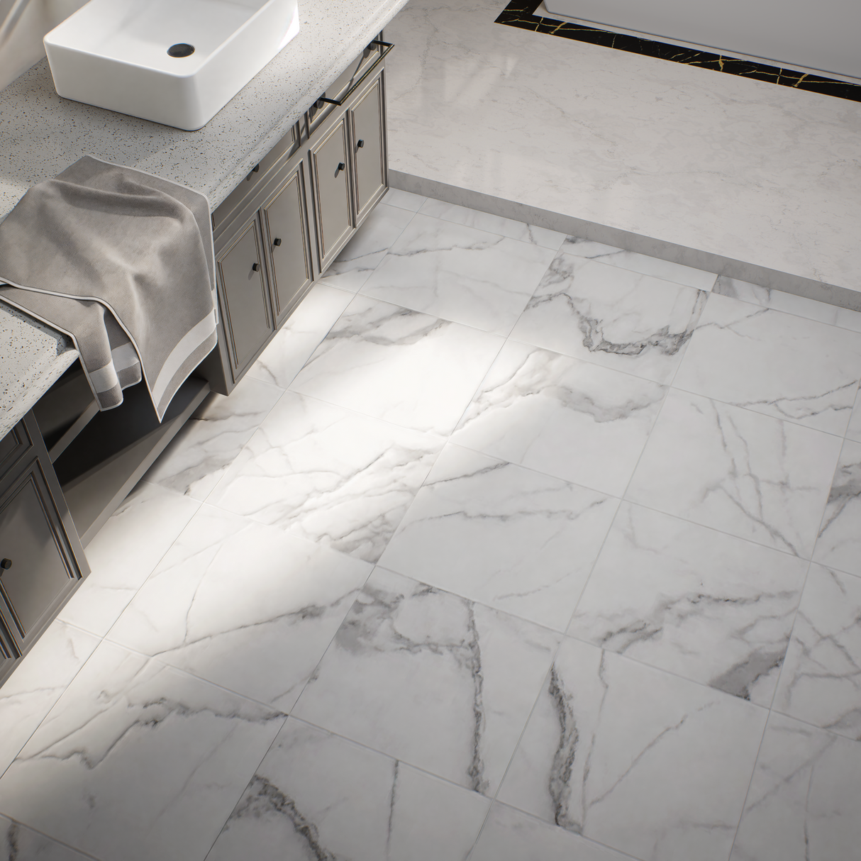 13 x 13 in Lumino Statuario Matte Pressed Glazed Porcelain Tile