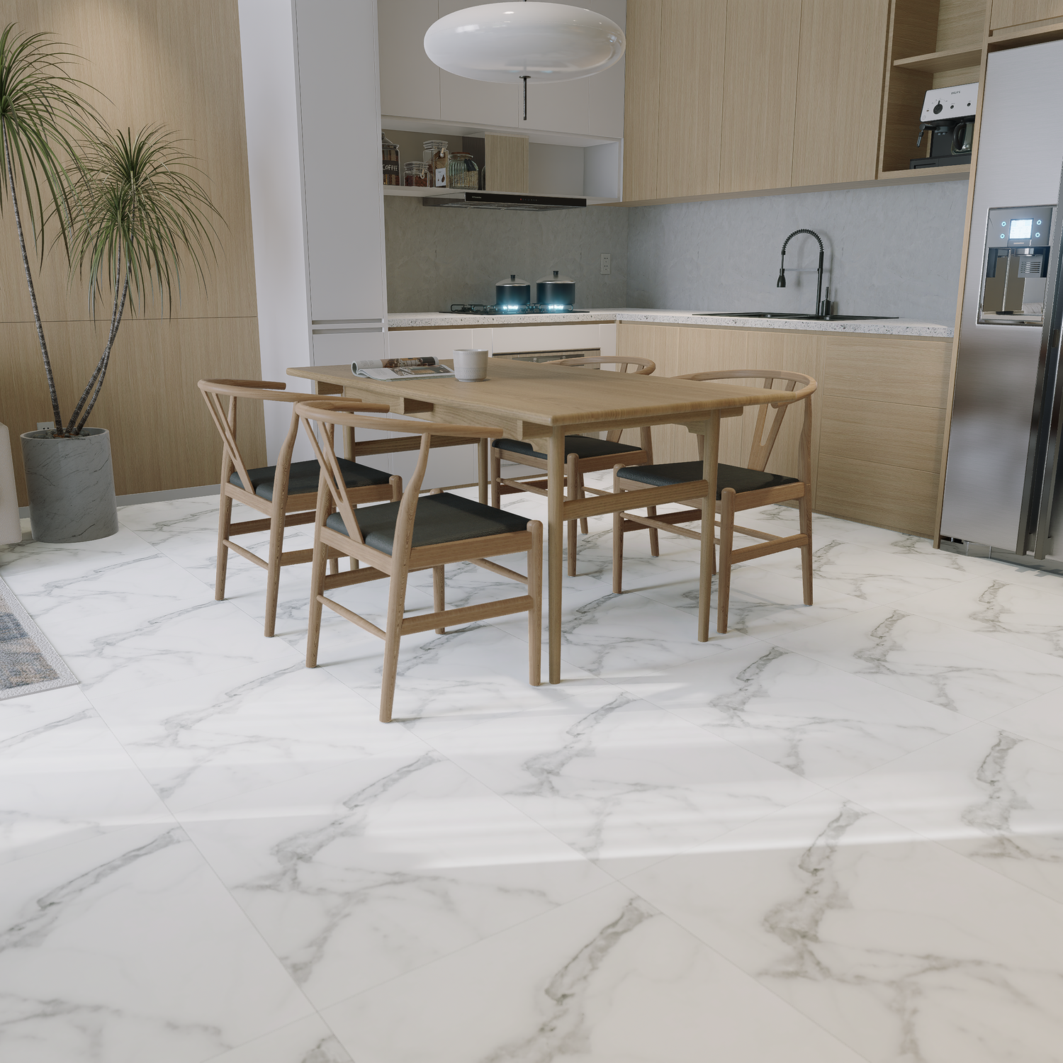 12 x 24 in Lumino Statuario Heritage Texture Pressed Glazed Porcelain Tile