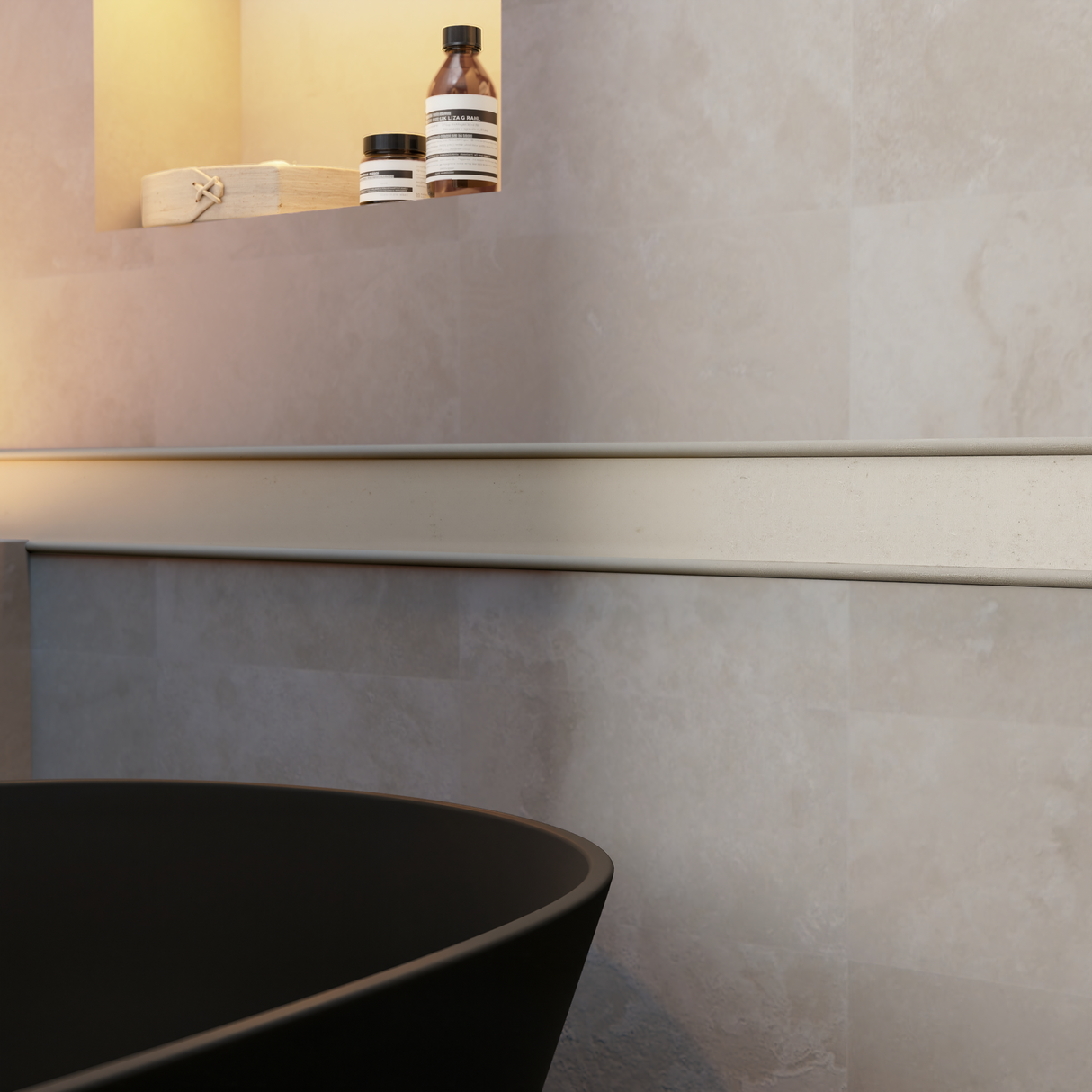 5/8 x 12 in Ivory Honed Travertine Pencil