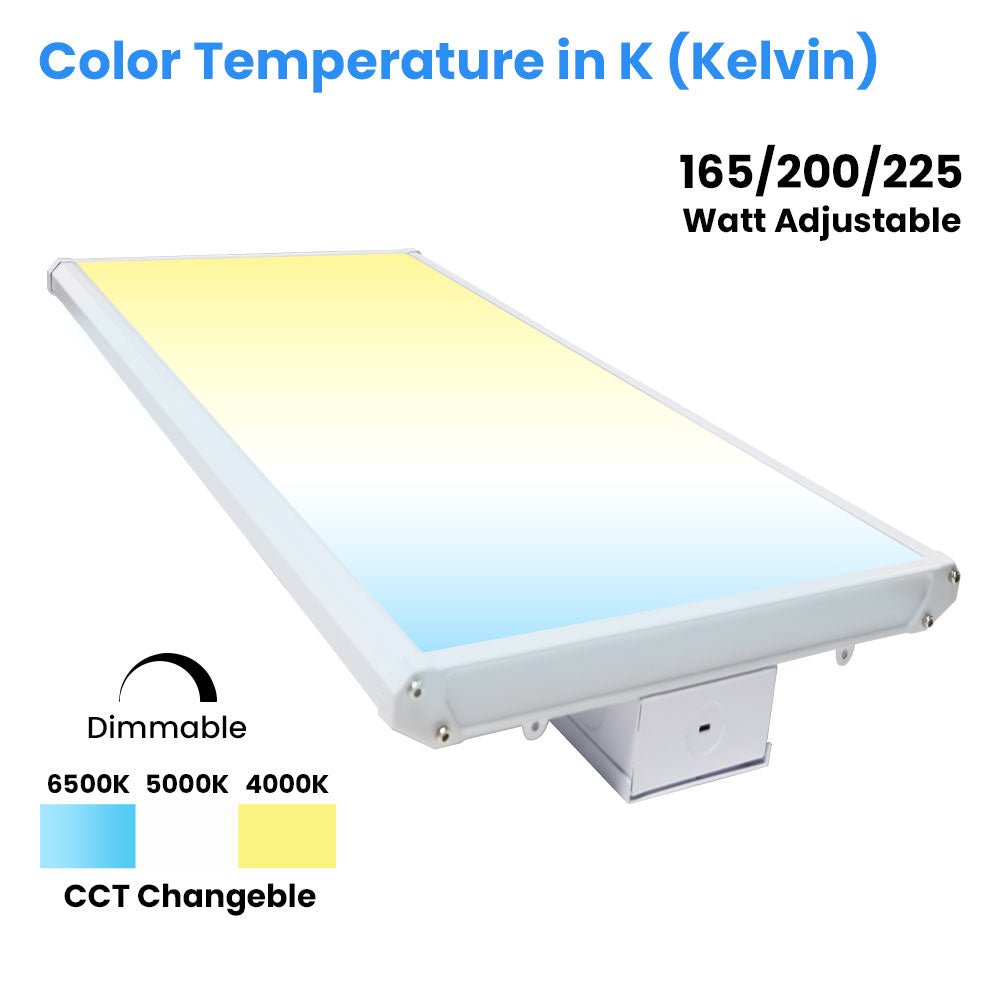 2FT Linear LED High Bay Light 105W/135W/165W Wattage Adjustable, 4000k/5000K/6500K CCT Changeable, Dip Switch, 0 - 10V Dim, 120 - 277V Input Voltage, ETL, DLC 5.1 Listed - BUILDMYPLACE