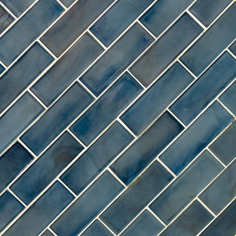 2"X 6" Blue Shimmer Glass Subway Brick Wall Mosaic Tile (14.4SQ FT/CTN) - BUILDMYPLACE