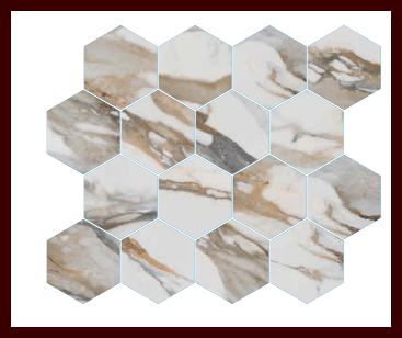3 In. X 3 In. Calacatta Bold Satin Matte - Porcelain - Hexagon Wall & Floor Tile (5.49 Sqft/Case) - BUILDMYPLACE