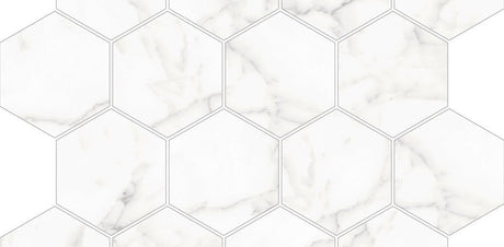 3 In. X 3 In. Mosaic Core White Polished Porcelain - Hexagon Wall & Floor Tile (5.49 Sqft/Case) - BUILDMYPLACE