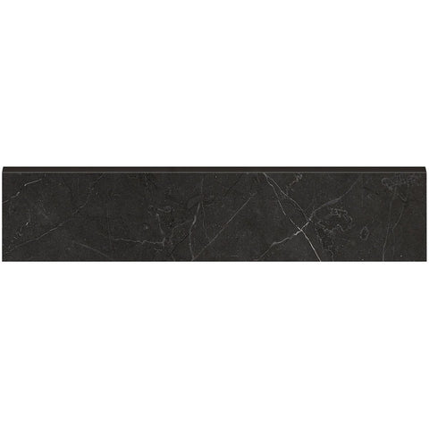 3 X 12 In La Marca Nero Venato Polished Glazed Porcelain Bullnose
