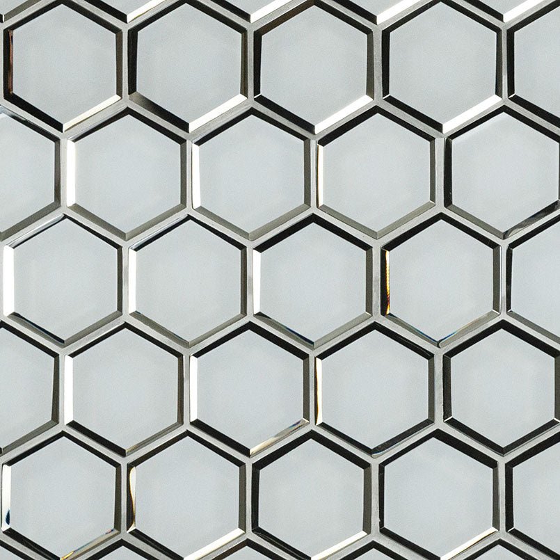 3" X 3" Hexagon Ice Beveled Glass Mosaic Tile (8.9SQ FT/CTN) - BUILDMYPLACE