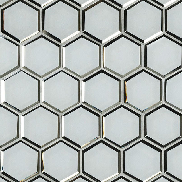 3" X 3" Hexagon Ice Beveled Glass Mosaic Tile (8.9SQ FT/CTN) - BUILDMYPLACE