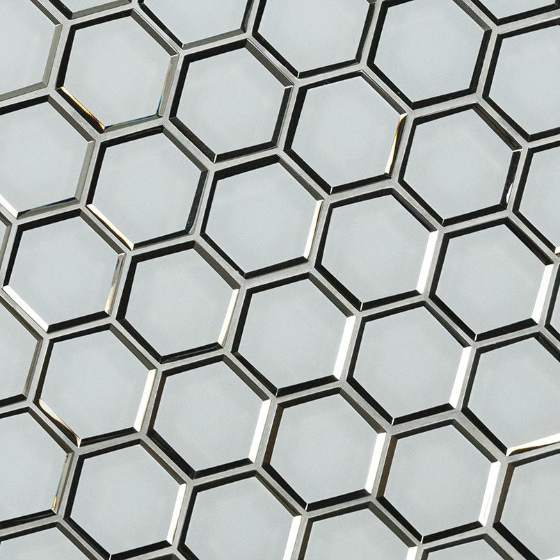 3" X 3" Hexagon Ice Beveled Glass Mosaic Tile (8.9SQ FT/CTN) - BUILDMYPLACE