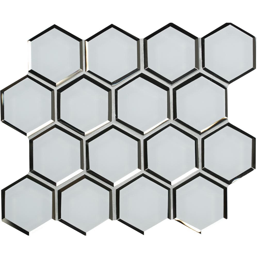 3" X 3" Hexagon Ice Beveled Glass Mosaic Tile (8.9SQ FT/CTN) - BUILDMYPLACE