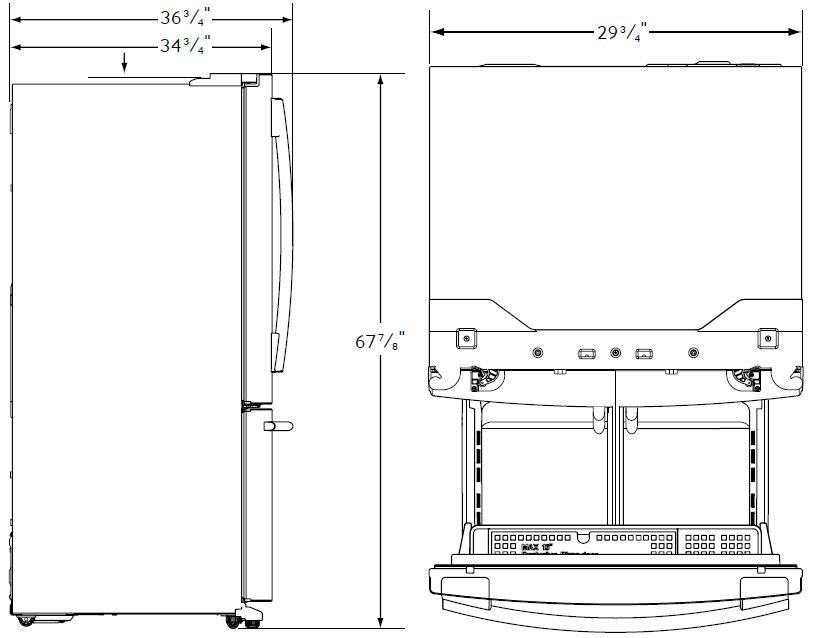 30 Inch Freestanding French Door Refrigerator With 21.8 cu. ft. Total Capacity, 5 Glass Shelves, 7.0 cu. ft. Adjustable Glass Shelves in Stainless Steel - BUILDMYPLACE