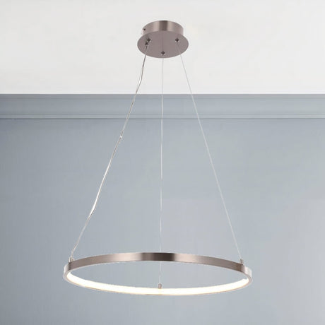 30W Round LED Pendant Light, Brushed Nickel Finish, Dimmable, 3000K (Warm White), 2900 Lumens, ETL Listed - BUILDMYPLACE