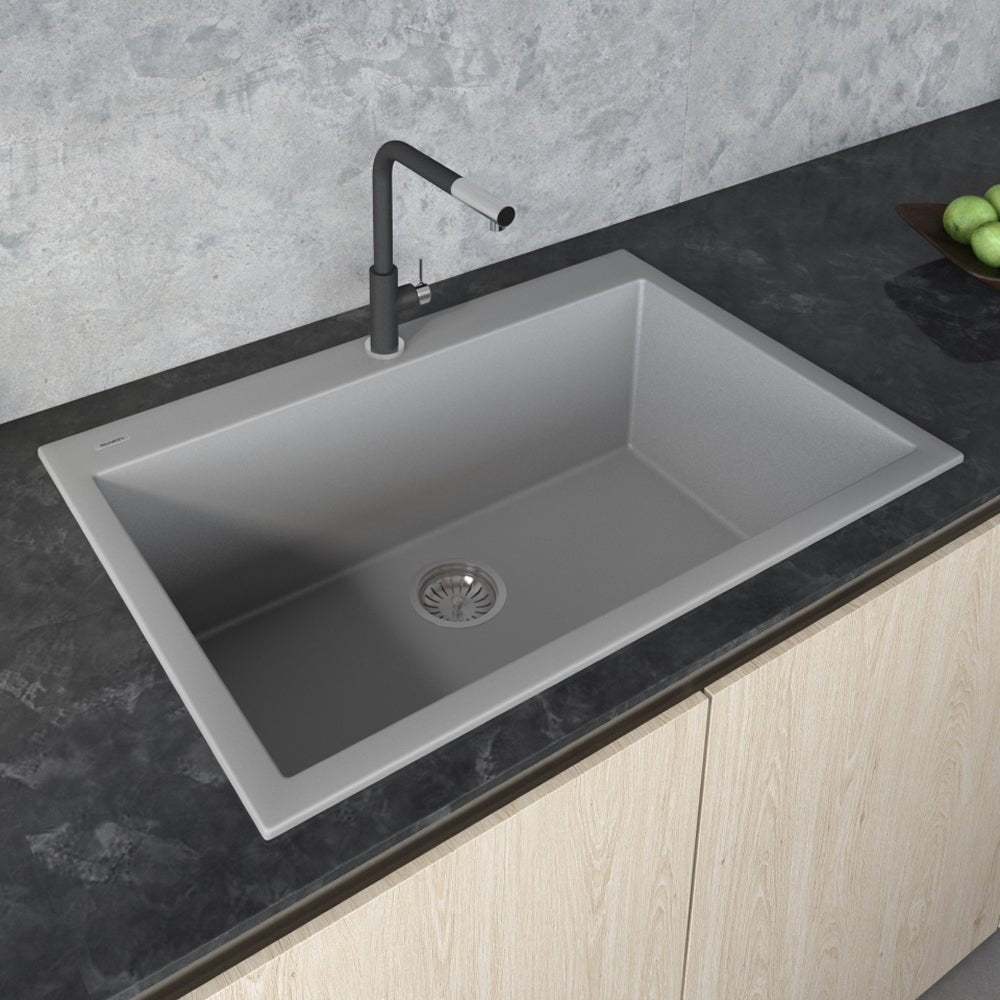 33 x 22 inch Drop - in Topmount Granite Composite Single Bowl Sink - BUILDMYPLACE
