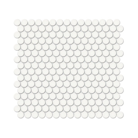 3/4 In Penny Round Soho Canvas White Matte Glazed Porcelain Mosaic - BUILDMYPLACE