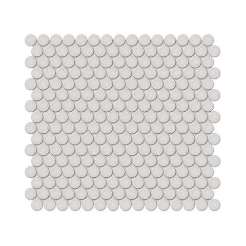 3/4 In Penny Round Soho Halo Grey Glossy Glazed Porcelain Mosaic