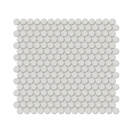 3/4 In Penny Round Soho Halo Grey Matte Glazed Porcelain Mosaic - BUILDMYPLACE