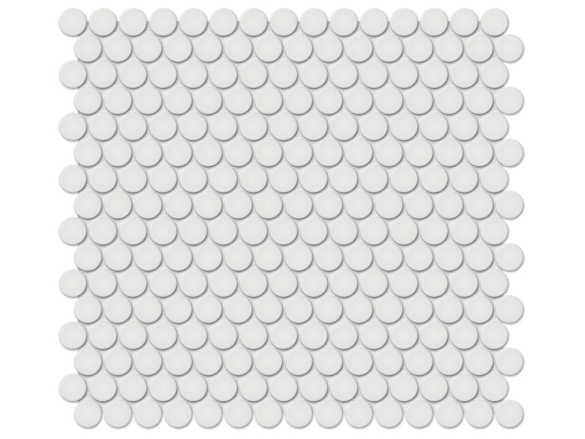 3/4 In Penny Round Soho Vintage Grey Glossy Glazed Porcelain Mosaic - BUILDMYPLACE