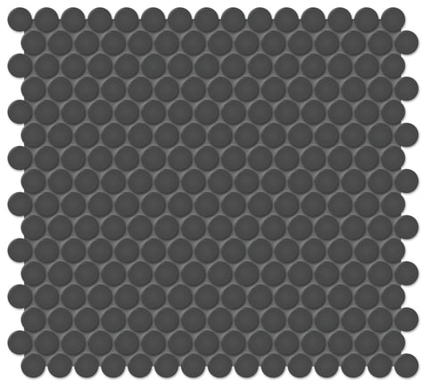 3/4 in. Soho Retro Black Penny Round Glossy Glazed Porcelain Mosaic