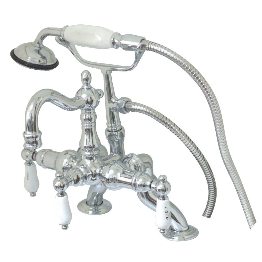 3.4" To 10" Adjustable Spread Deck Mount Vintage Leg Tub Filler W/ Handle Shower - BUILDMYPLACE