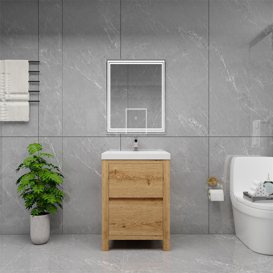 Louis 24 In. Freestanding Single Sink Bathroom Vanity Cabinet with Acrylic Sink Top & Soft Closing Drawers
