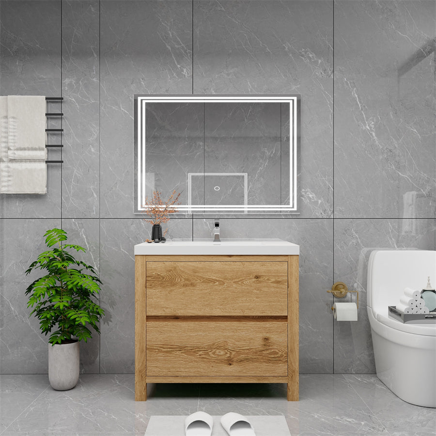 Louis 36 In. Freestanding Single Sink Bathroom Vanity Cabinet with Acrylic Sink Top & Soft Closing Drawers