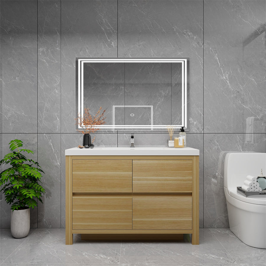 Louis 48 In. Freestanding Single Sink Bathroom Vanity Cabinet with Acrylic Sink Top & Soft Closing Drawers