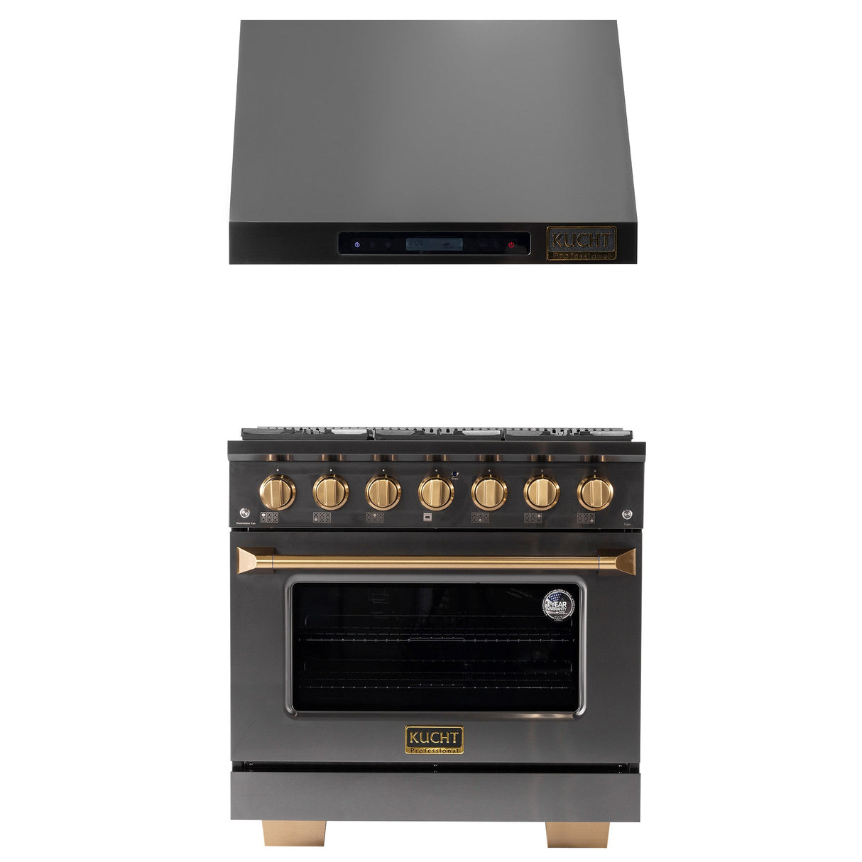 KUCHT Gemstone Professional 36 in. 5.2 cu. ft. Propane Gas Range with Sealed Burners and Convection Oven in Titanium Stainless Steel