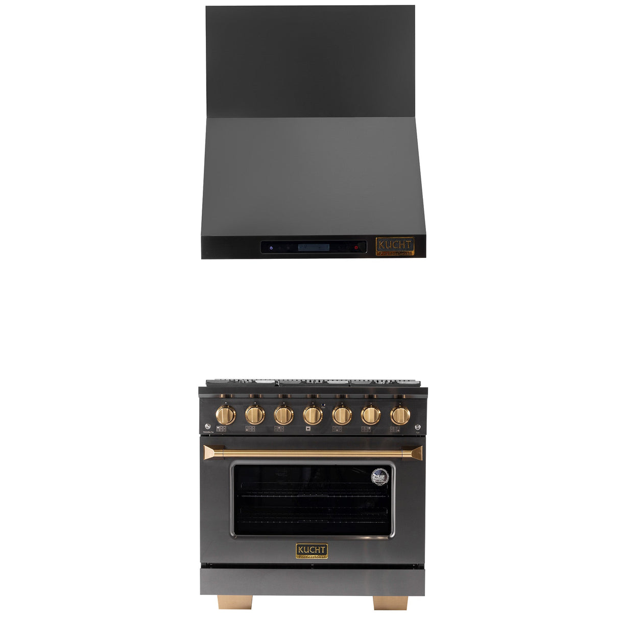 KUCHT Gemstone Professional 36 in. 5.2 cu. ft. Natural Gas Range with Sealed Burners and Convection Oven in Titanium Stainless Steel